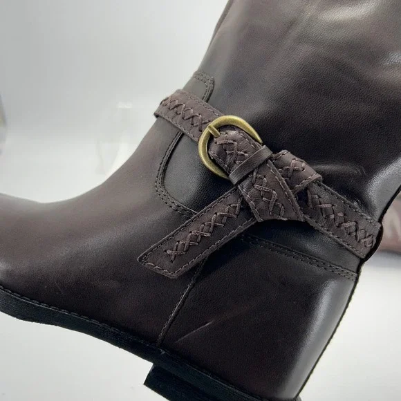 Lucky Brand Size 6.5 Brown Leather Riding Boots NEW Maltet Braided $220 - Picture 6 of 13